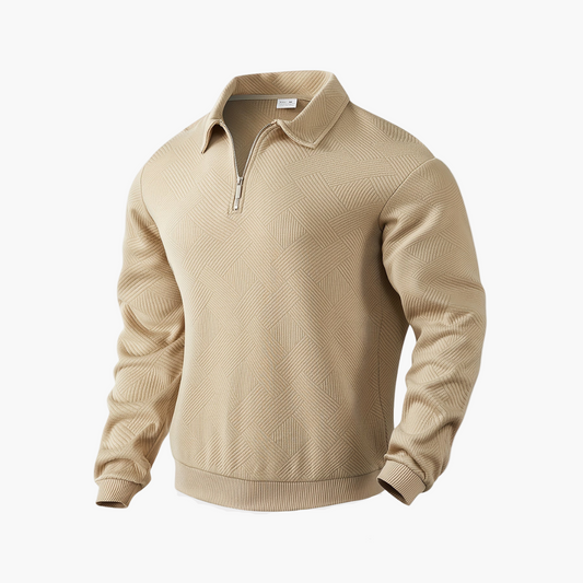 Men's Vintage Geometric Quarter-Zip Pullover Sweater, Casual Retro Style for Everyday and Office