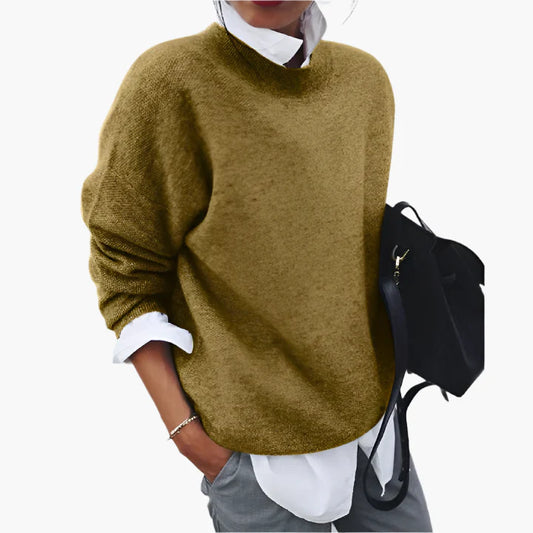 Women's Oversized Casual Knit Pullover Sweater, Modern Stand Collar, Everyday Relaxed Fit