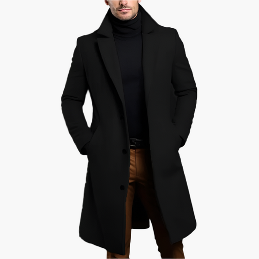 Men's Classic Long Overcoat – Modern Business & Casual Style
