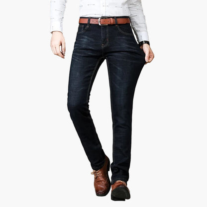 Men's Stretch Straight-Leg Business Casual Jeans - Comfortable Everyday Fit