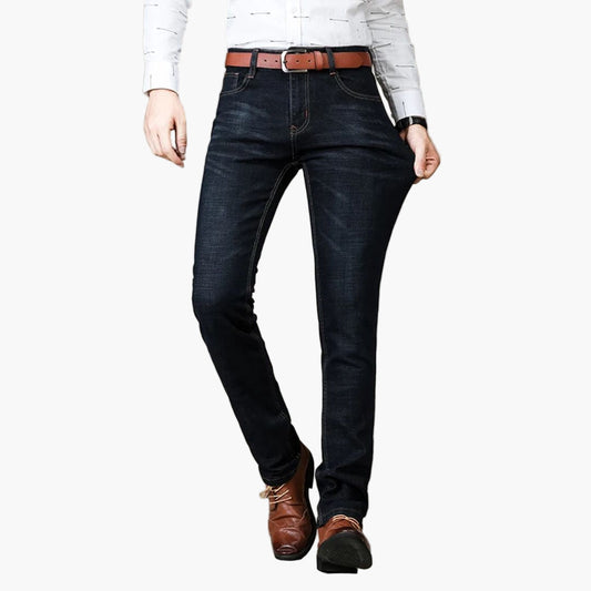 Men's Stretch Straight-Leg Business Casual Jeans - Comfortable Everyday Fit