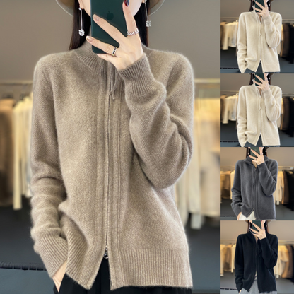 Women's Classic Zip-Up Knit Cardigan – Everyday Versatile Sweater for Office & Casual Wear