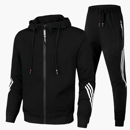 Men's Two-Piece Athletic Tracksuit Set – Sporty Hooded Jacket and Joggers for Training, Casual & Leisure