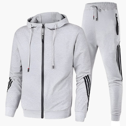 Men's Two-Piece Athletic Tracksuit Set – Sporty Hooded Jacket and Joggers for Training, Casual & Leisure