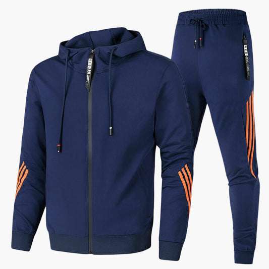 Men's Two-Piece Athletic Tracksuit Set – Sporty Hooded Jacket and Joggers for Training, Casual & Leisure