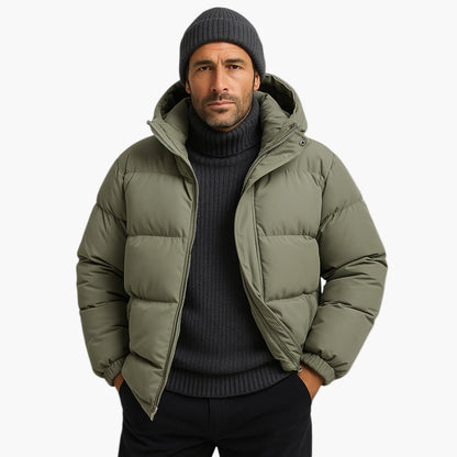 Men's Urban Winter Parka Puffer Jacket with Hood – Minimalist Style for City and Outdoor