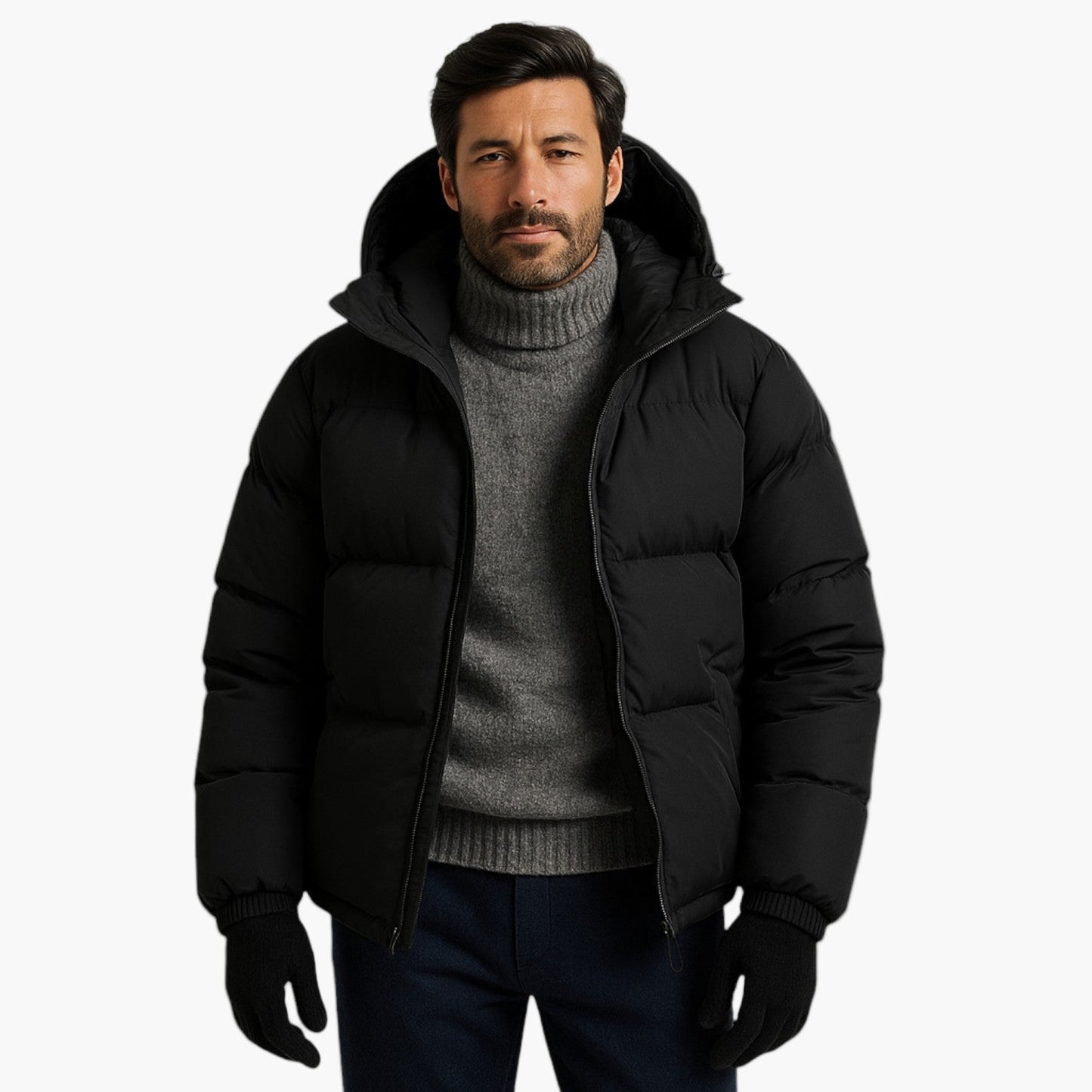 Men's Urban Winter Parka Puffer Jacket with Hood – Minimalist Style for City and Outdoor