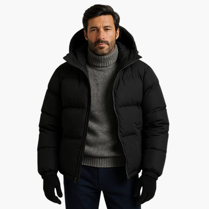 Men's Urban Winter Parka Puffer Jacket with Hood – Minimalist Style for City and Outdoor
