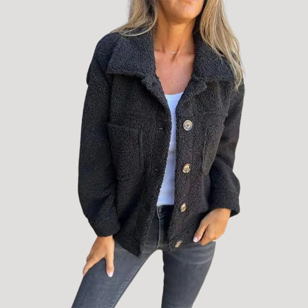 Women's Cozy Button-Up Sherpa Jacket Casual Oversized Style