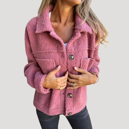 Women's Cozy Button-Up Sherpa Jacket Casual Oversized Style