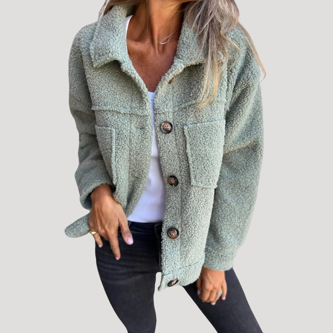 Women's Cozy Button-Up Sherpa Jacket Casual Oversized Style
