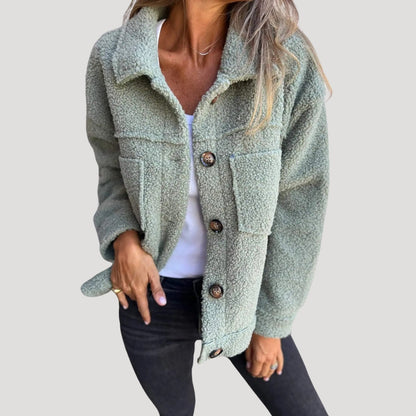 Women's Cozy Button-Up Sherpa Jacket Casual Oversized Style