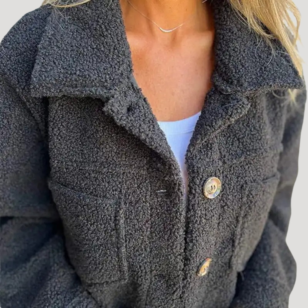 Women's Cozy Button-Up Sherpa Jacket Casual Oversized Style
