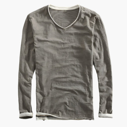 Men's Vintage Fit Long Sleeve Layered Look V-Neck Shirt Casual Basic Top