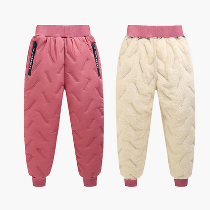Kids' Outdoor Winter Quilted Thermal Pants – Stylish Padded Snow Joggers for Boys and Girls