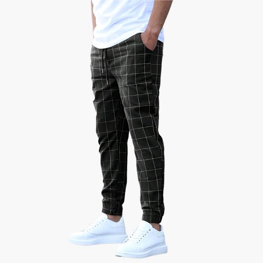 Men's Casual Check Pattern Jogger Pants for Everyday and Athletic Wear