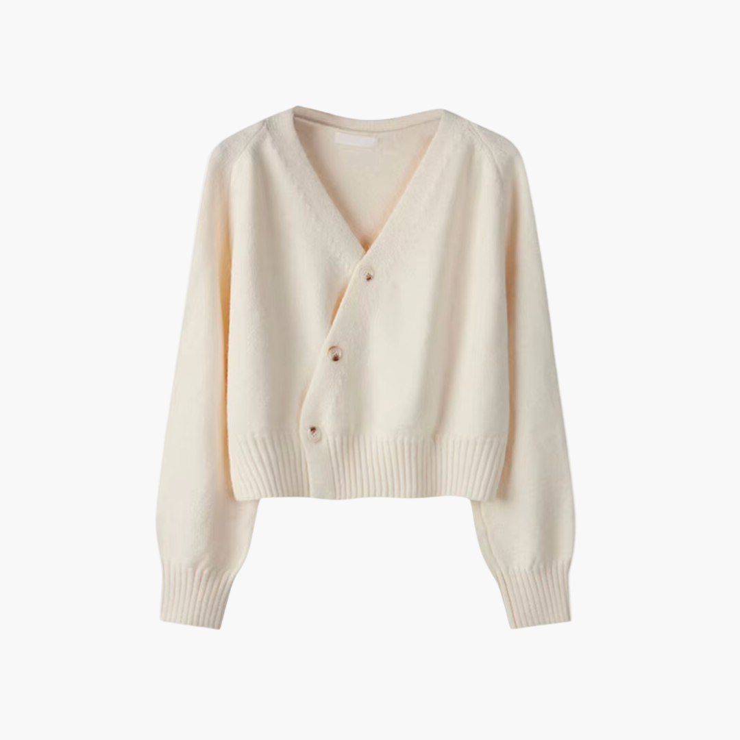 Women's Asymmetric Button V-Neck Cardigan Sweater for Everyday and Office Style