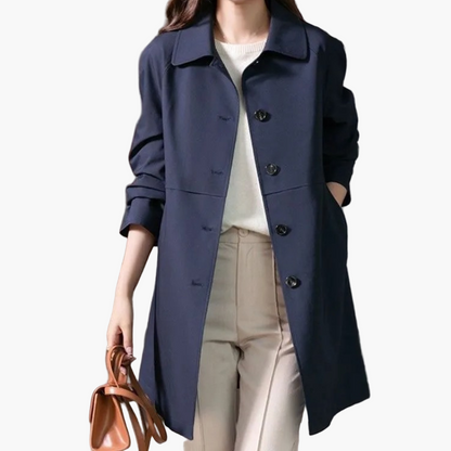 Women's Classic Short Trench Coat Elegant Single-Breasted Office and Everyday Wear