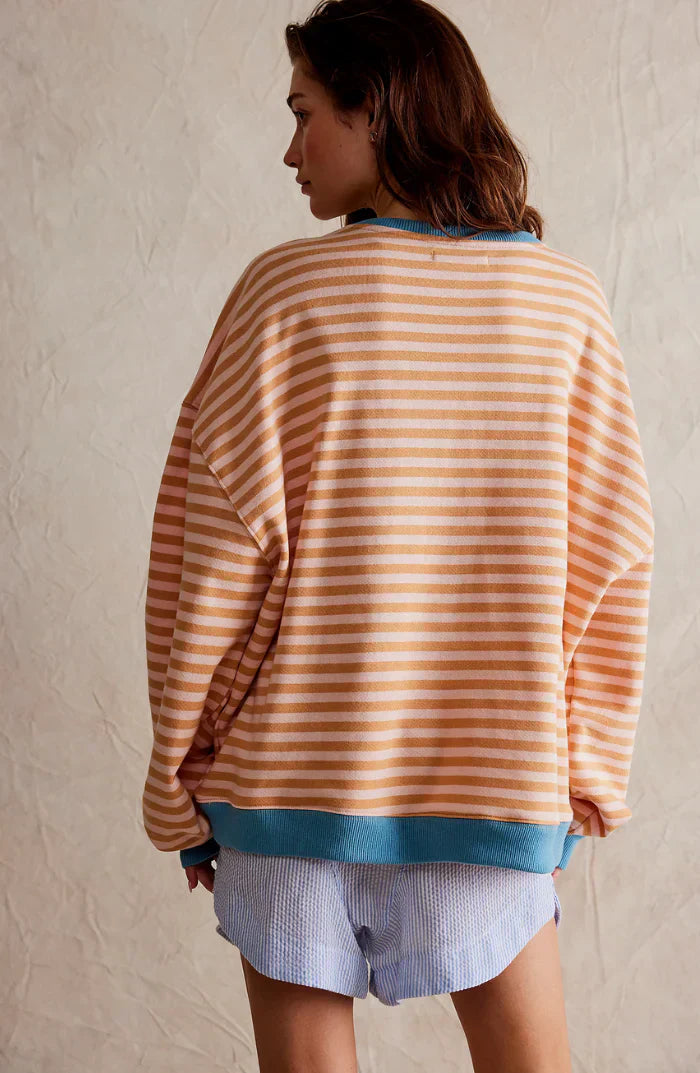 Women's Oversized Striped Pullover Casual Lounge Top