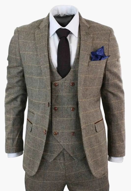 Men's 3-Piece Double Breasted Classic British Suit – Timeless Formal Style for Weddings, Business & Special Events