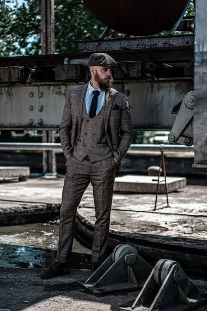 Men's 3-Piece Double Breasted Classic British Suit – Timeless Formal Style for Weddings, Business & Special Events