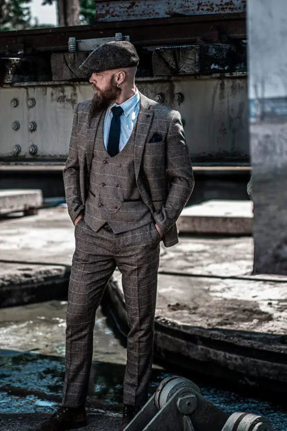 Men's 3-Piece Double Breasted Classic British Suit – Timeless Formal Style for Weddings, Business & Special Events