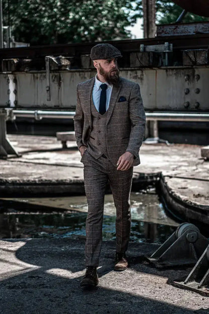 Men's 3-Piece Double Breasted Classic British Suit – Timeless Formal Style for Weddings, Business & Special Events