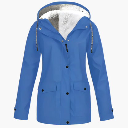 Women's CozyShield Hooded Fleece Lined Winter Rain Jacket - Outdoor Waterproof Parka