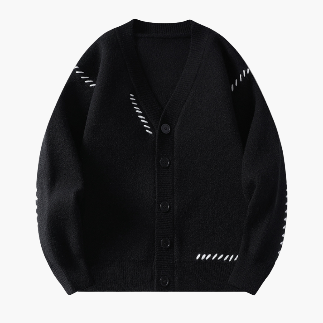 Men's Classic Button-Up Cardigan with Modern Accent Stitching – Versatile Everyday Style
