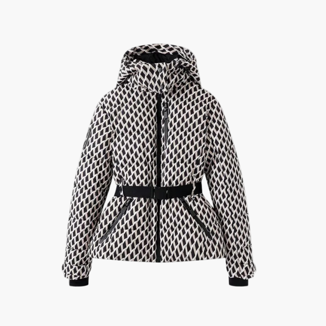 Women's Stylish Belted Puffer Jacket with Hood – Winter Fashion Outerwear