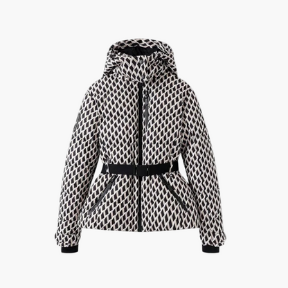 Women's Stylish Belted Puffer Jacket with Hood – Winter Fashion Outerwear