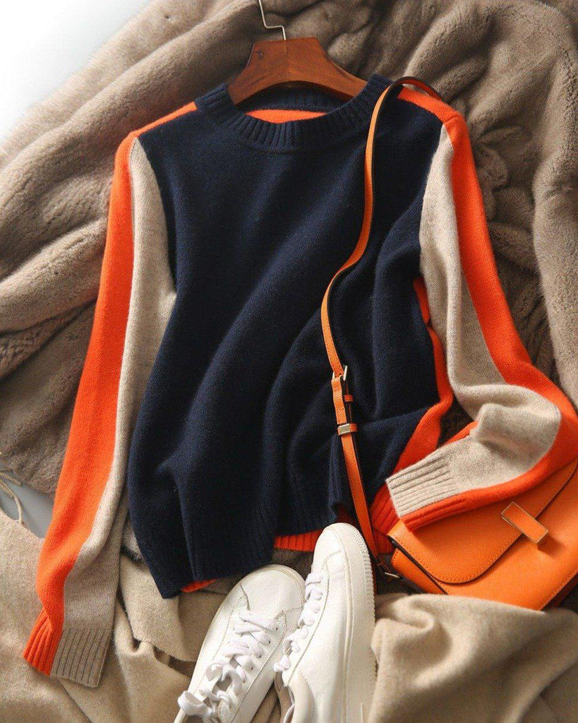Women's Modern Colorblock Sweater Urban Chic Pullover