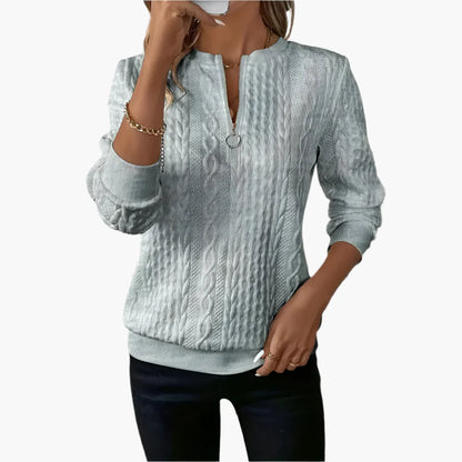 Women's Cable Knit Zip Up Sweater – Casual Modern Pullover for Everyday Style