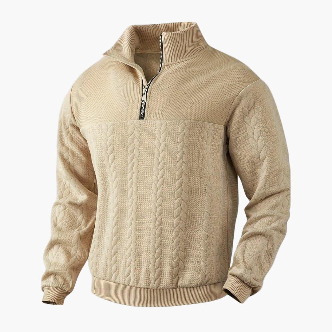 Men's Half-Zip Cable Knit Pullover Sweater for Versatile Everyday Style