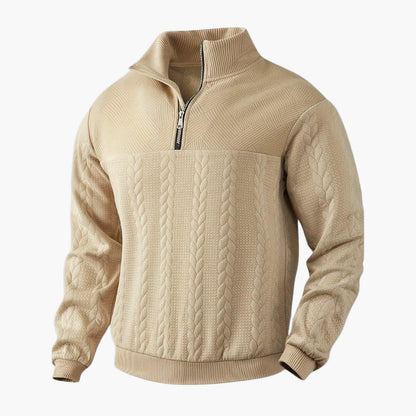 Men's Half-Zip Cable Knit Pullover Sweater for Versatile Everyday Style