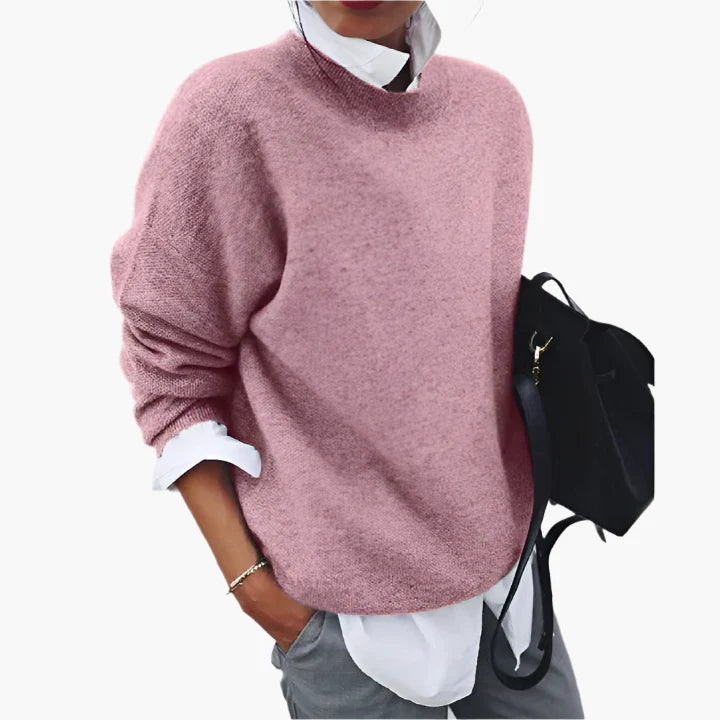 Women's Oversized Casual Knit Pullover Sweater, Modern Stand Collar, Everyday Relaxed Fit