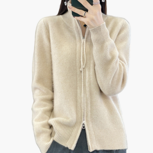 Women's Classic Zip-Up Knit Cardigan – Everyday Versatile Sweater for Office & Casual Wear