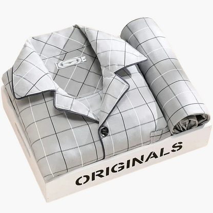 Men's Classic Wheat Print Pajama Set, Long Sleeve Loungewear, Stylish Sleepwear for Home Comfort