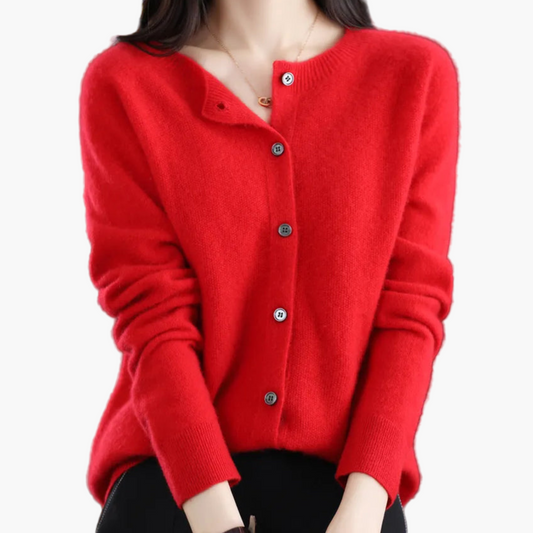 Women's Classic Button-Up Cardigan Sweater with Crew Neck – Elegant Everyday Layer for Work and Casual