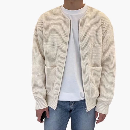 Men's Casual Knit Zip-Up Cardigan with Pockets – Everyday Modern Style