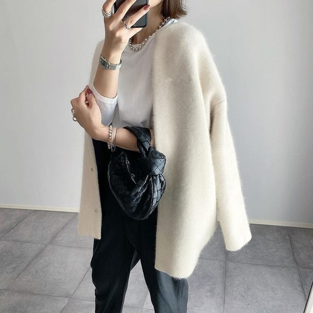 Women's Oversized Minimalist Cardigan – Trendy Casual Urban Style