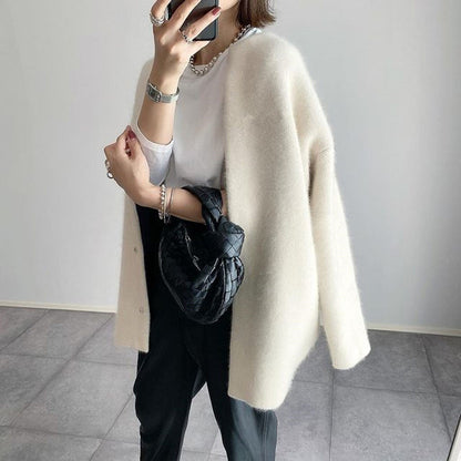 Women's Oversized Minimalist Cardigan – Trendy Casual Urban Style
