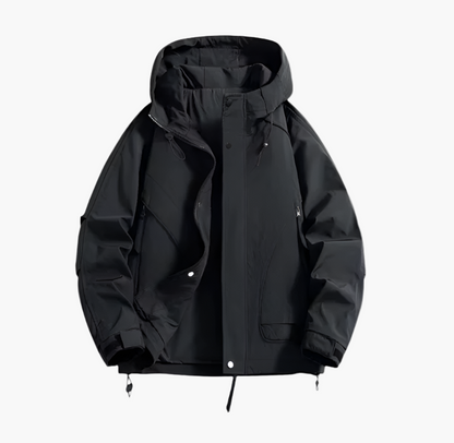 Men's Outdoor Waterproof Windbreaker Jacket – Functional Hooded Sportswear for Hiking and Travel