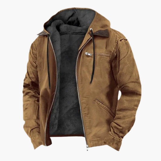 Men's Outdoor Hooded Jacket – Casual Warm Fleece Lined Zip-Up for Everyday and Outdoor Activities
