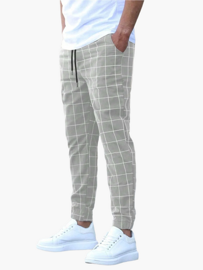 Men's Casual Check Pattern Jogger Pants for Everyday and Athletic Wear