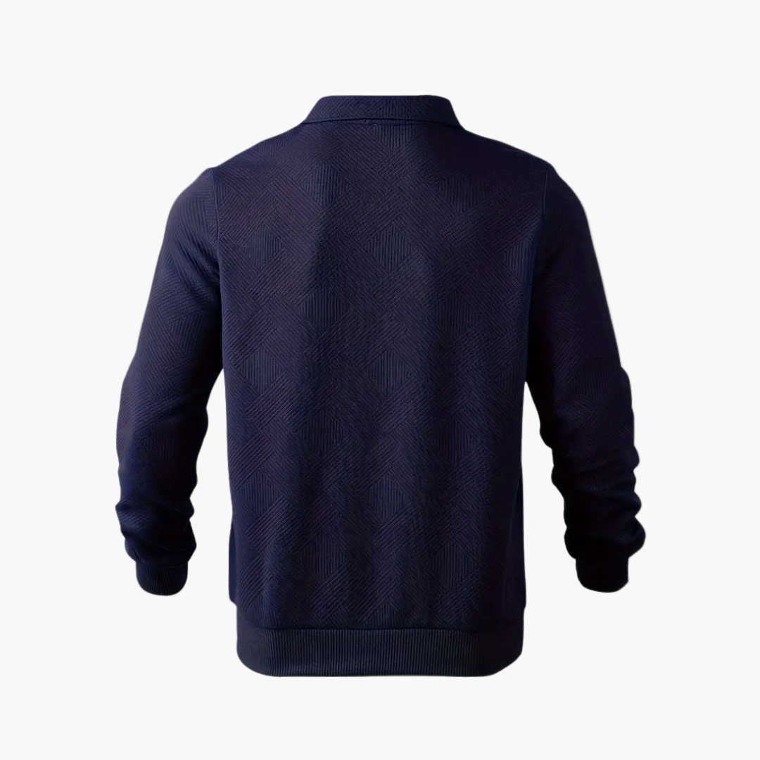 Men's Vintage Geometric Quarter-Zip Pullover Sweater, Casual Retro Style for Everyday and Office