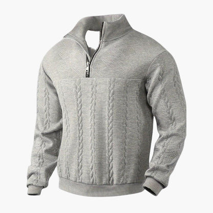 Men's Half-Zip Cable Knit Pullover Sweater for Versatile Everyday Style