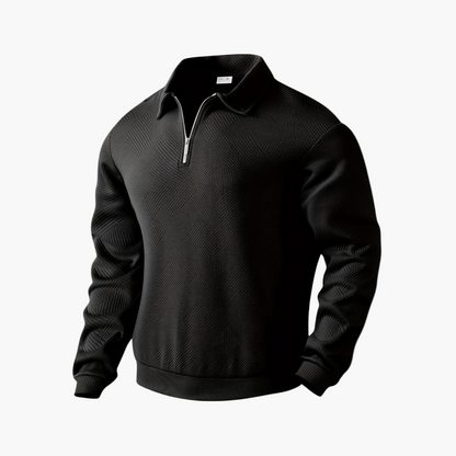 Men's Vintage Geometric Quarter-Zip Pullover Sweater, Casual Retro Style for Everyday and Office