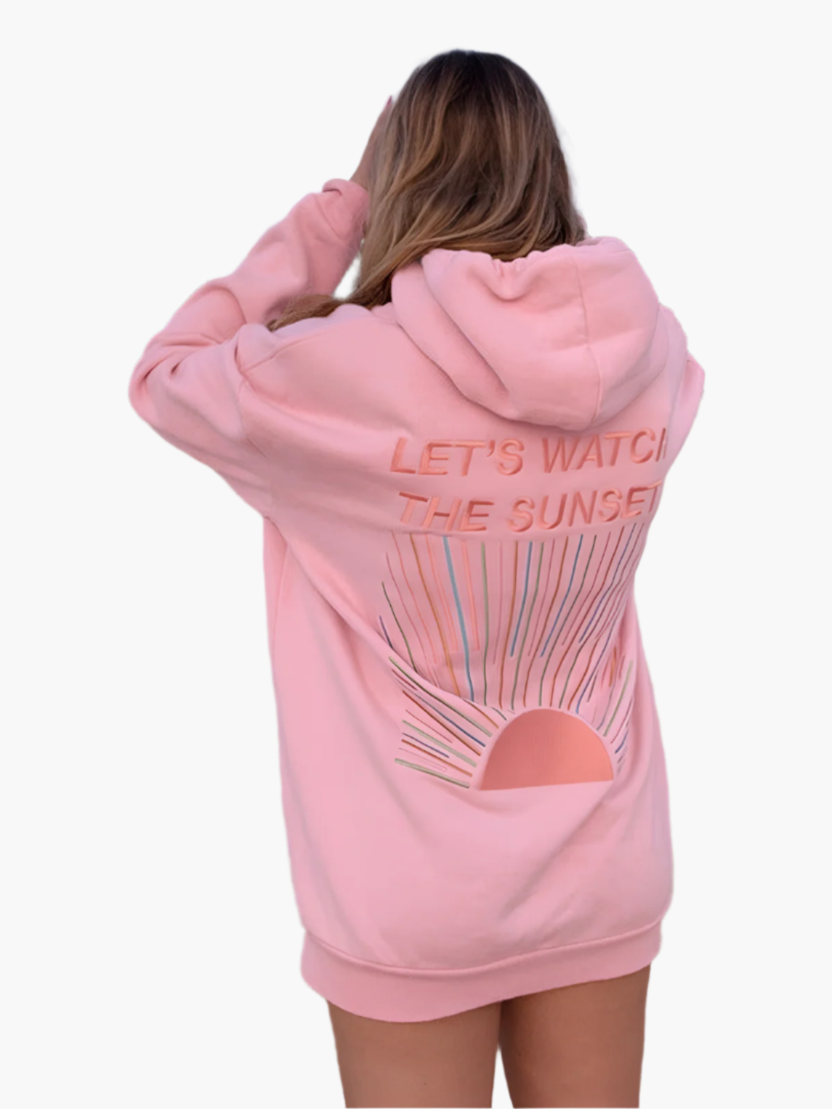 Women's Oversized Hoodie with Sunset Print and Slogan – Casual Relaxed Fit Pullover