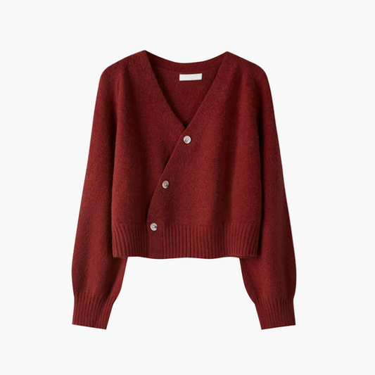Women's Asymmetric Button V-Neck Cardigan Sweater for Everyday and Office Style